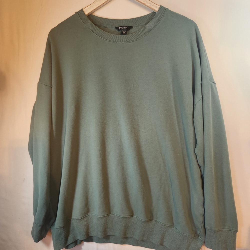 Buffalo David Bitton Sage Green Crewneck Sweatshirt XL Viscose Blend